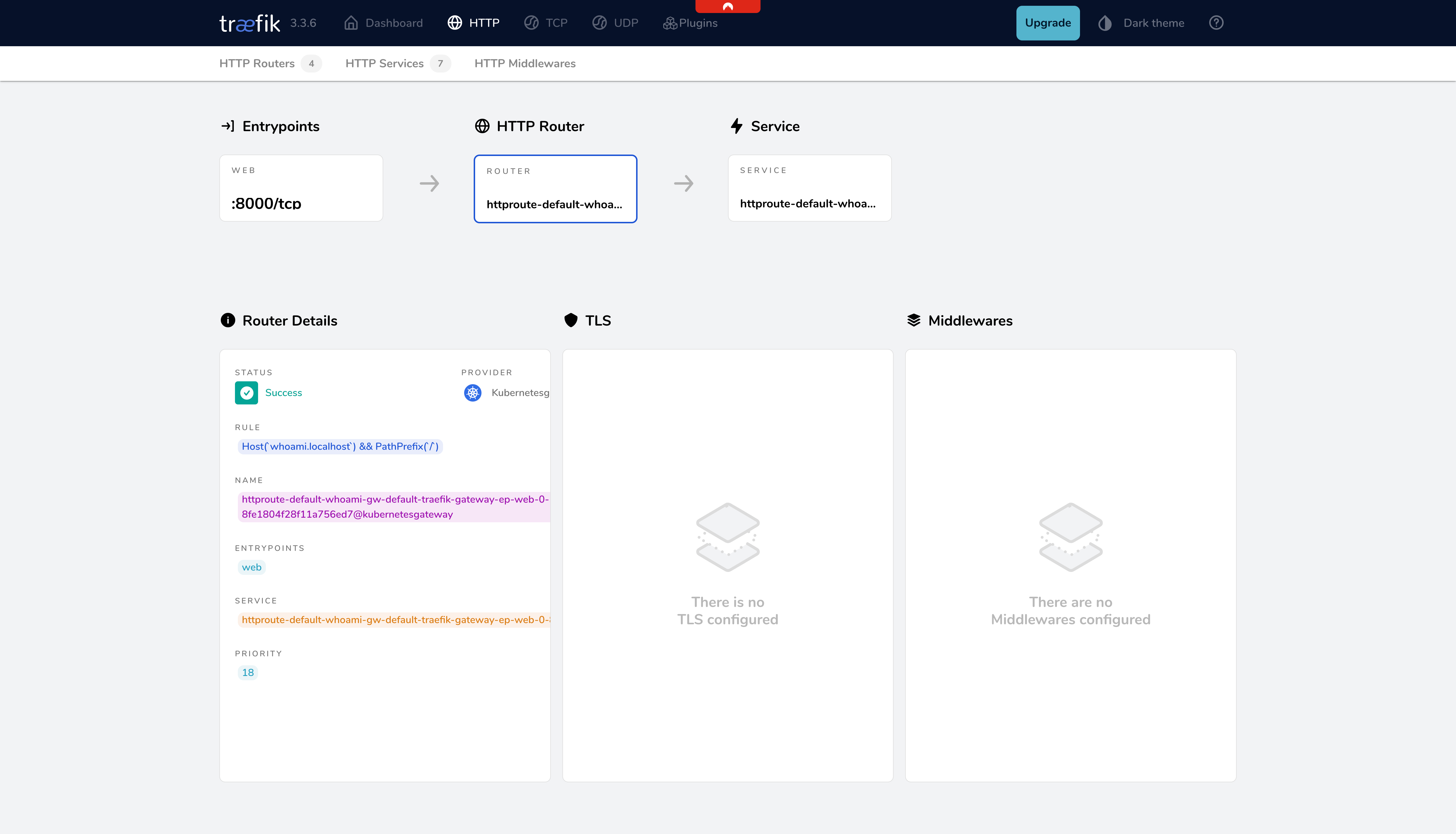 Traefik 仪表盘 HTTP 路由部分截图